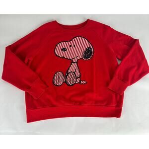 Snoopy Size Small Medium Youth XXL Peanuts Red Sweatshirt Pullover Christmas